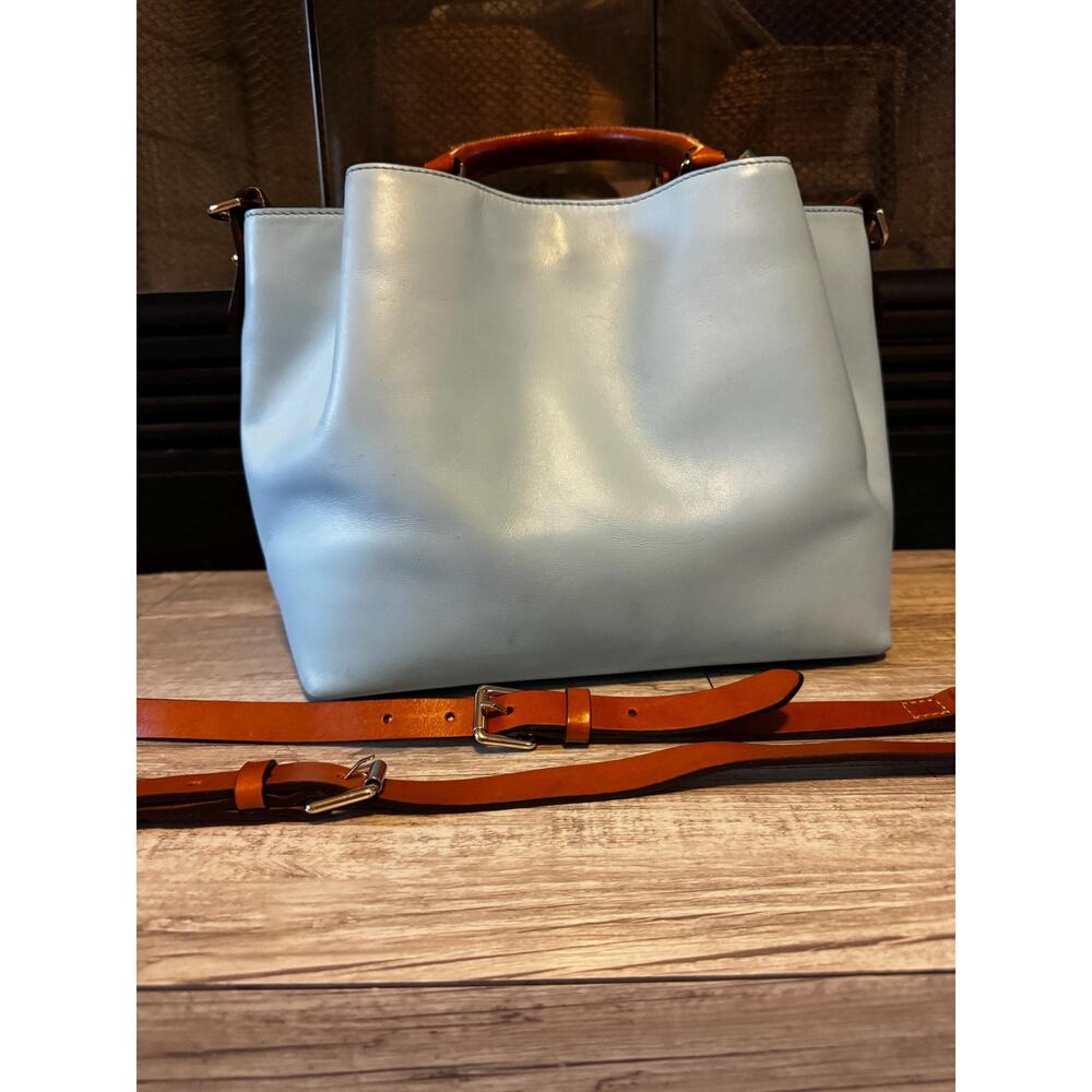 Dooney & Bourke Barlow Satchel Handbag – Robins Egg Blue Leather Crossbody Bag - Picture 7 of 16
